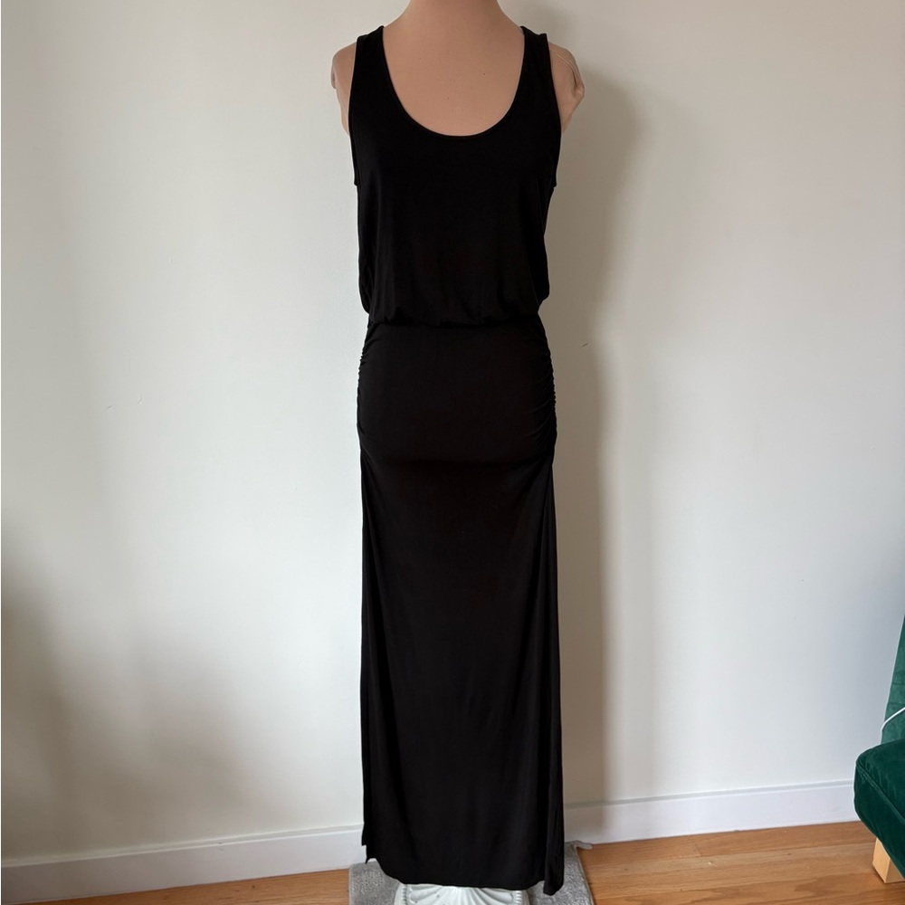 Krisa Revolve Black Micro Modal Blouson Shirred Sleeveless Maxi Dress NWT Sz XS